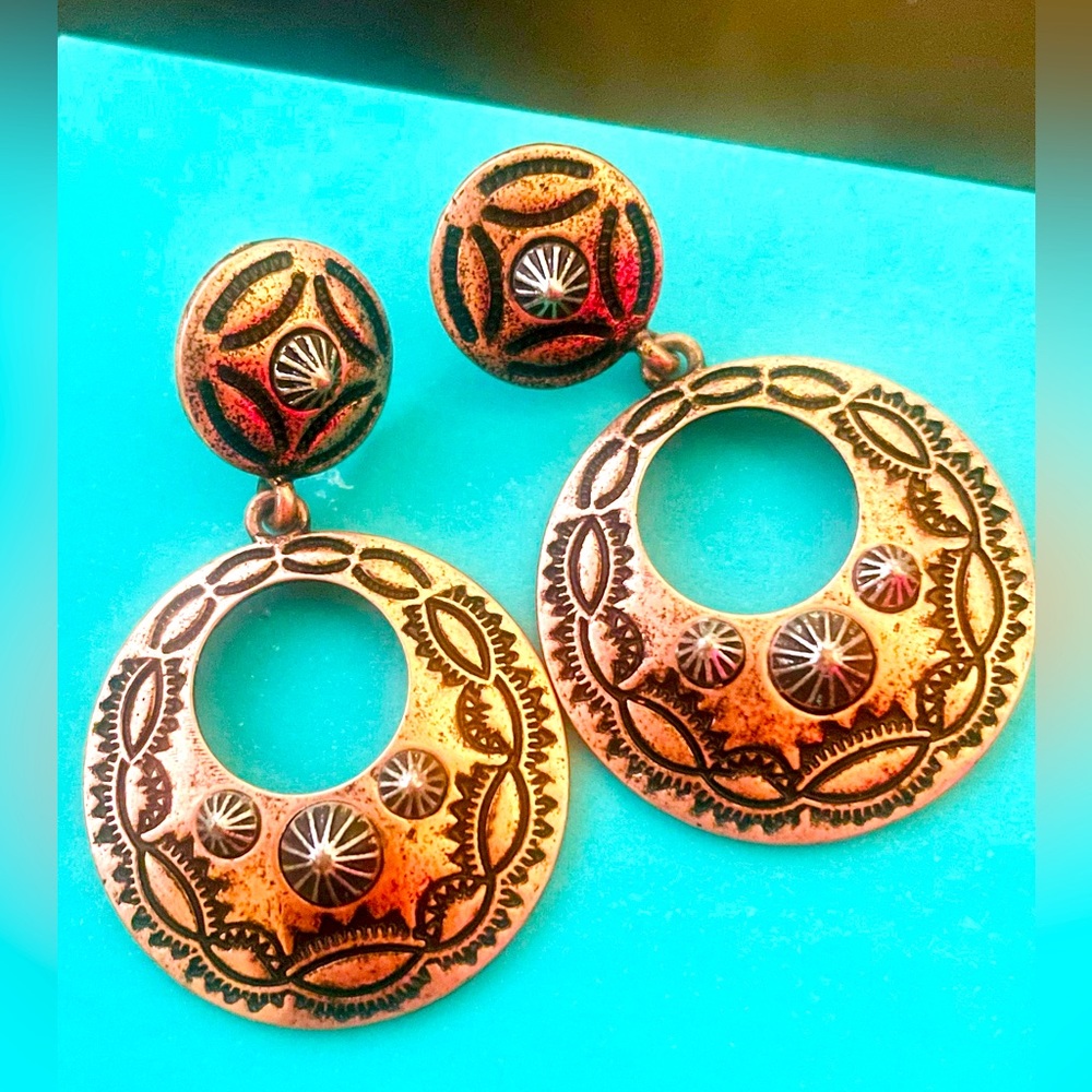 Southwestern Copper and Silver Grommet Earrings